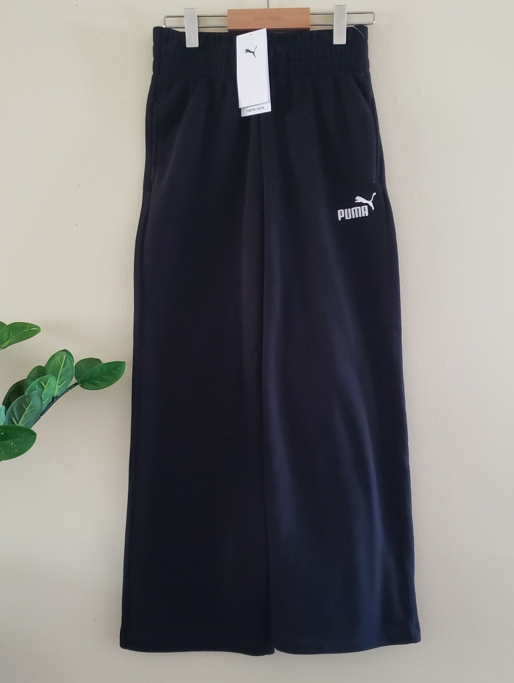 PUMA BNWT Girls Fleece Lined Flared Pant W/Pockets - BLACK S (7)